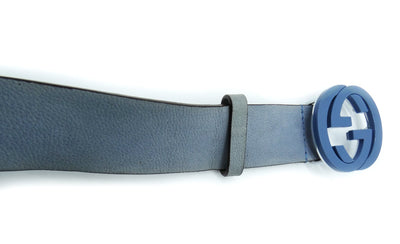 Gucci Sky Blue Sueded Leather Interlocking GG Belt