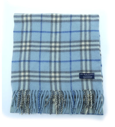 Burberry Cashmere House Check Blue Scarf