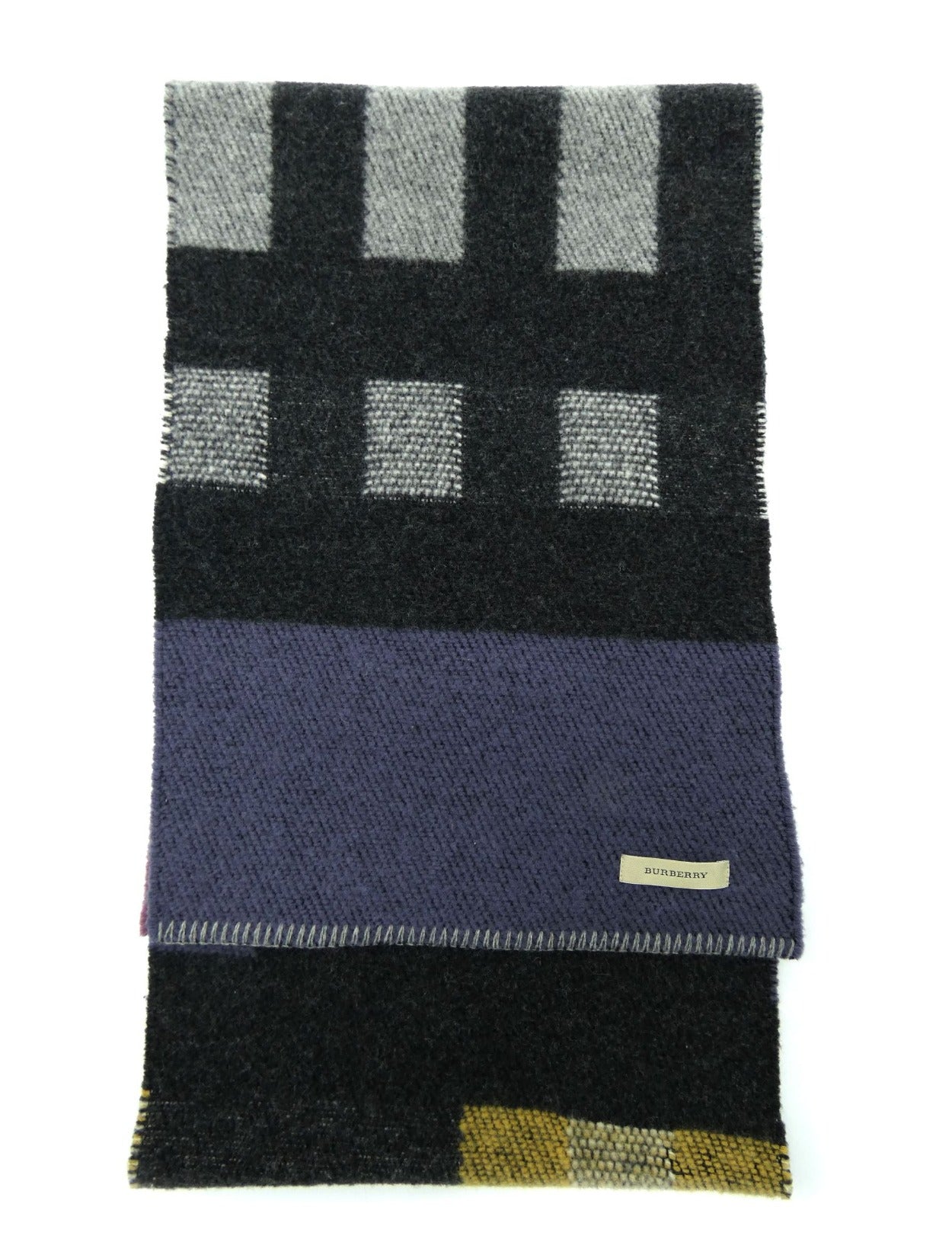 Burberry Wool and Cashmere Black and Multi Blanket Scarf