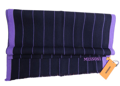 Missoni Purple Striped Wool with Silk Scarf