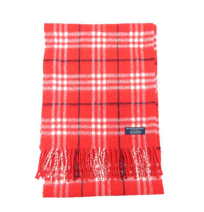 Burberry Cashmere House Check Red and White Scarf