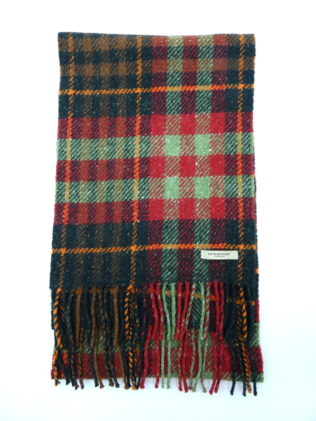 Burberry Merino Wool Angora and Cashmere Plaid Red Scarf Scarf Burberry
