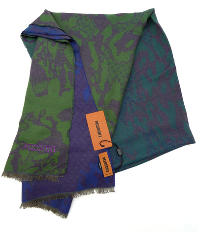 Missoni Deep Purple and Green Hombre Wool Scarf Scarf Missoni