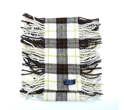 Burberry Wool Angora and Cashmere Brown and Cream Plaid Scarf Scarf Burberry