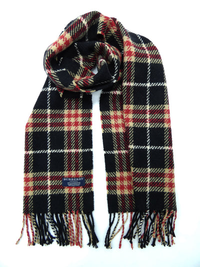 Burberry Cashmere House Check Black and Red Scarf