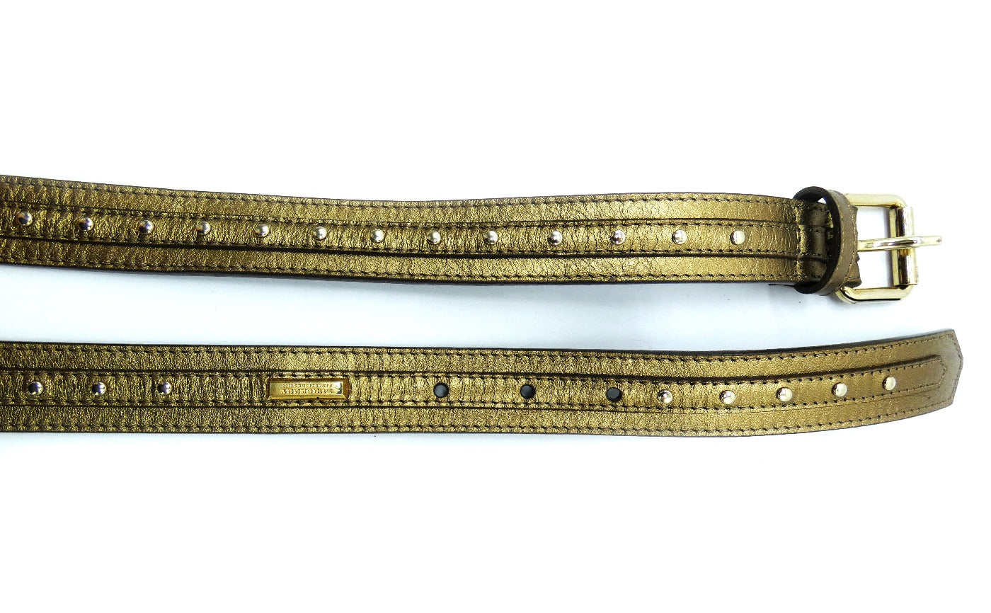 Burberry Brown Leather and Gold Studded Belt – Occhi Azzurri