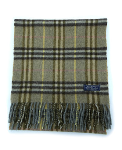 Burberrys Cashmere House Check Vintage Olive Scarf Scarf Burberry