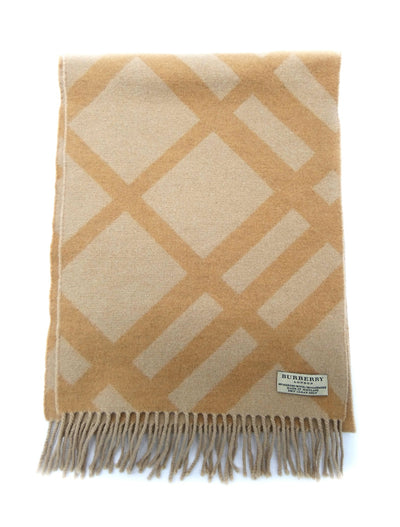 Burberry Cashmere and Merino Giant Nova Check Camel Scarf