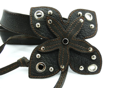 Miu Miu Leather Brown Flower Belt