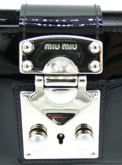 Miu Miu Black Patent Buckle Wallet