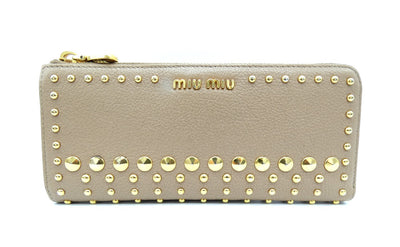 Miu Miu Beige Studded Continental Wallet