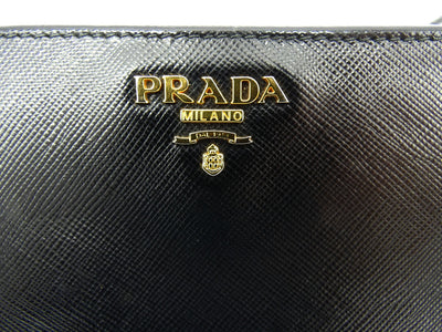 Prada Black Saffiano Zip Medium Wallet Wallet Prada