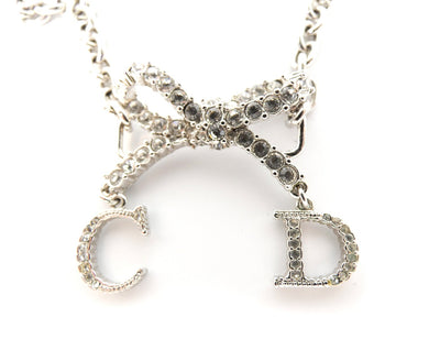 Christian Dior Swarovski Silver Bow Necklace