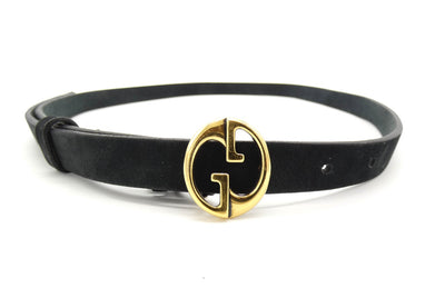 Gucci Vintage Skinny GG Black Suede Belt Belt Gucci