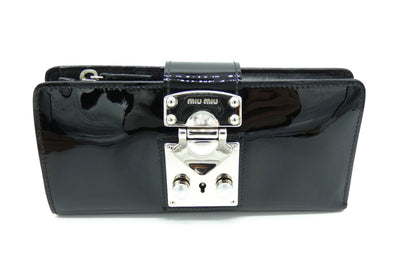 Miu Miu Black Patent Buckle Wallet