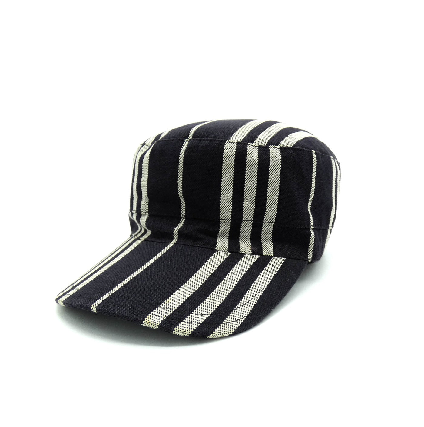 Burberry Black and Grey Striped Army Cap Hats Burberry