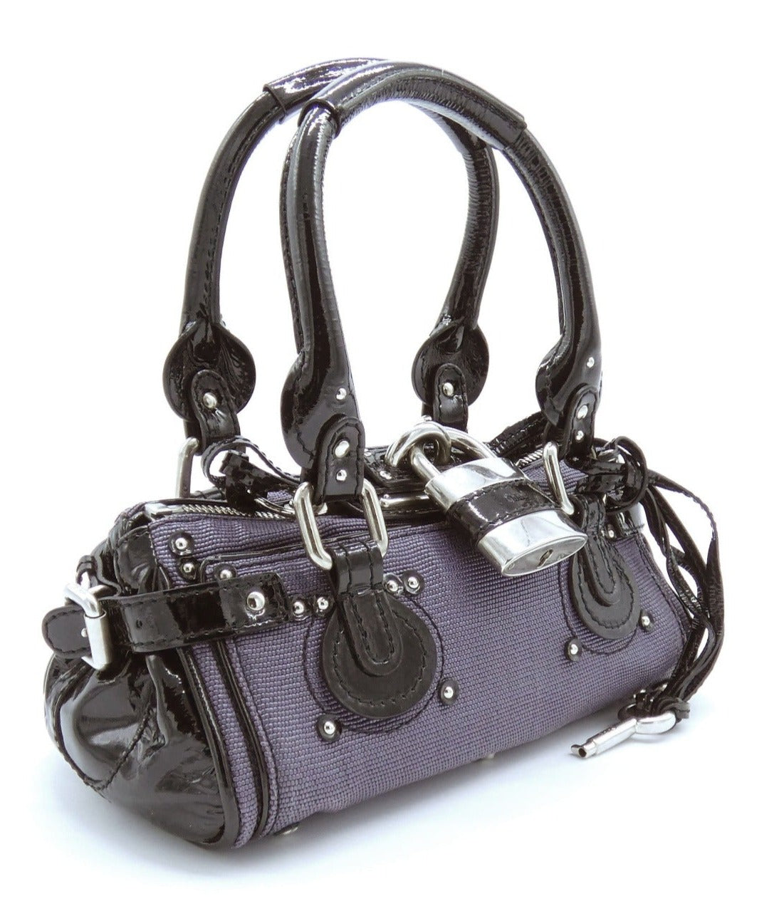 Chloe Lilac and Black Patent Leather Mini Paddington Bag