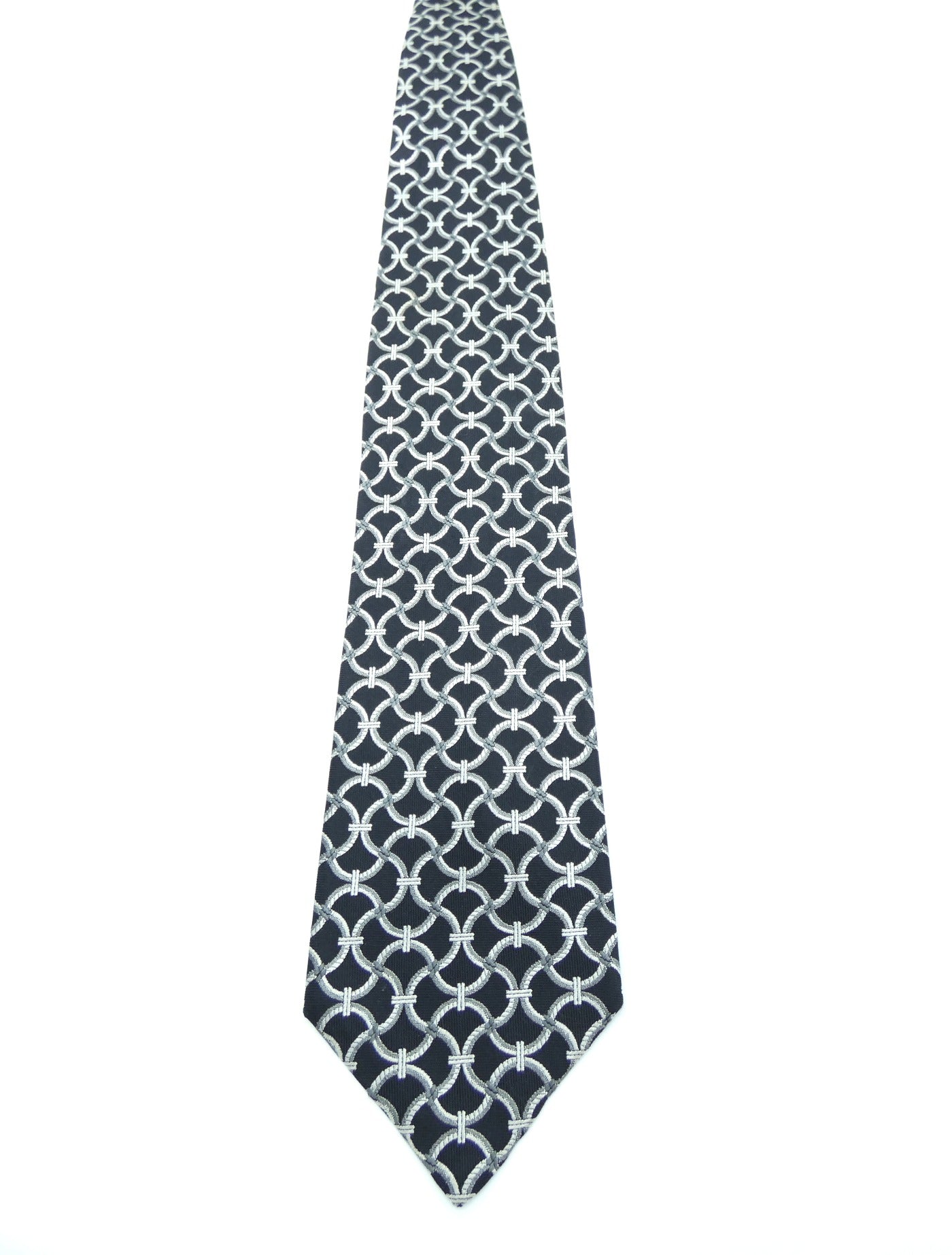 Gianni Versace Graphic Black and White Silk Tie Ties Gianni Versace