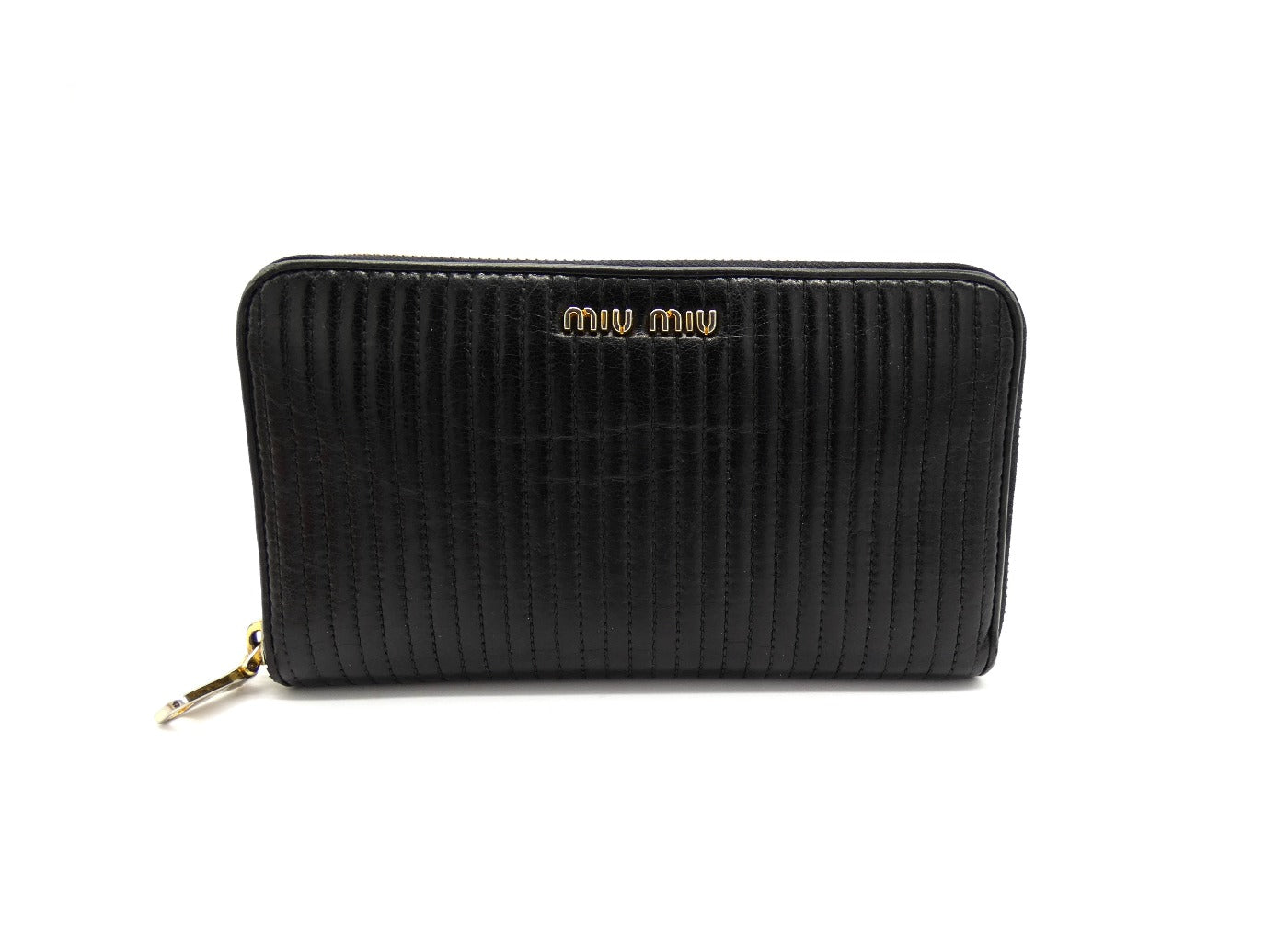 Miu Miu Black Leather Zip Continental Wallet Wallet Miu Miu