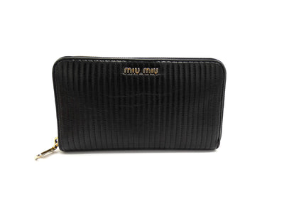 Miu Miu Black Leather Zip Continental Wallet Wallet Miu Miu