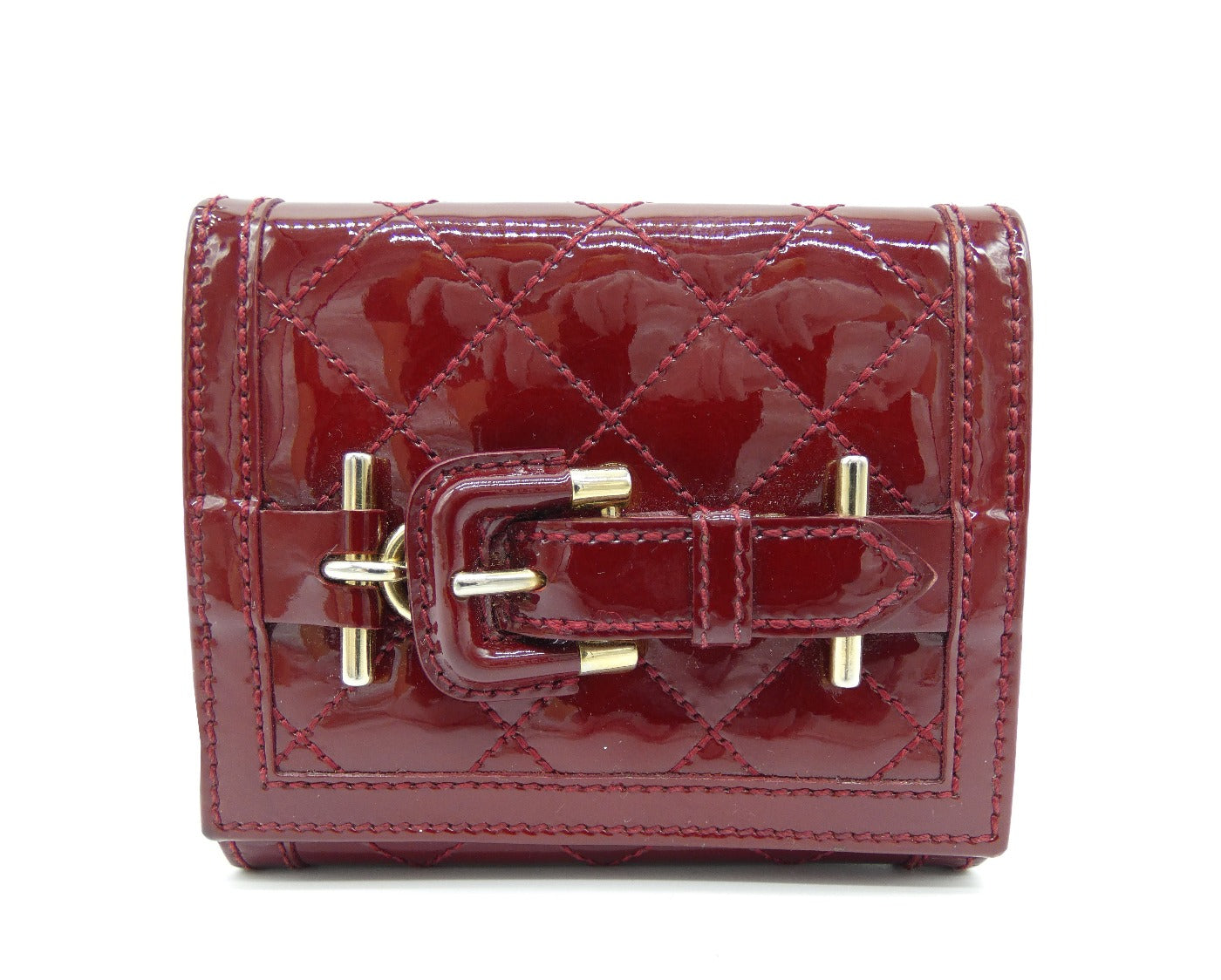 Burberry Prorsum Deep Wine Patent Leather Compact Wallet