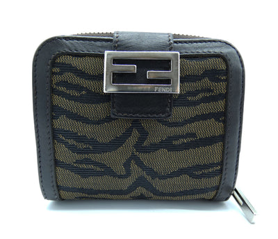 Fendi Brown Tiger Compact Zip Around Wallet Wallet Fendi