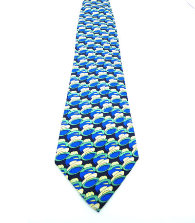 Fendi Vintage Blue Hats Silk Tie