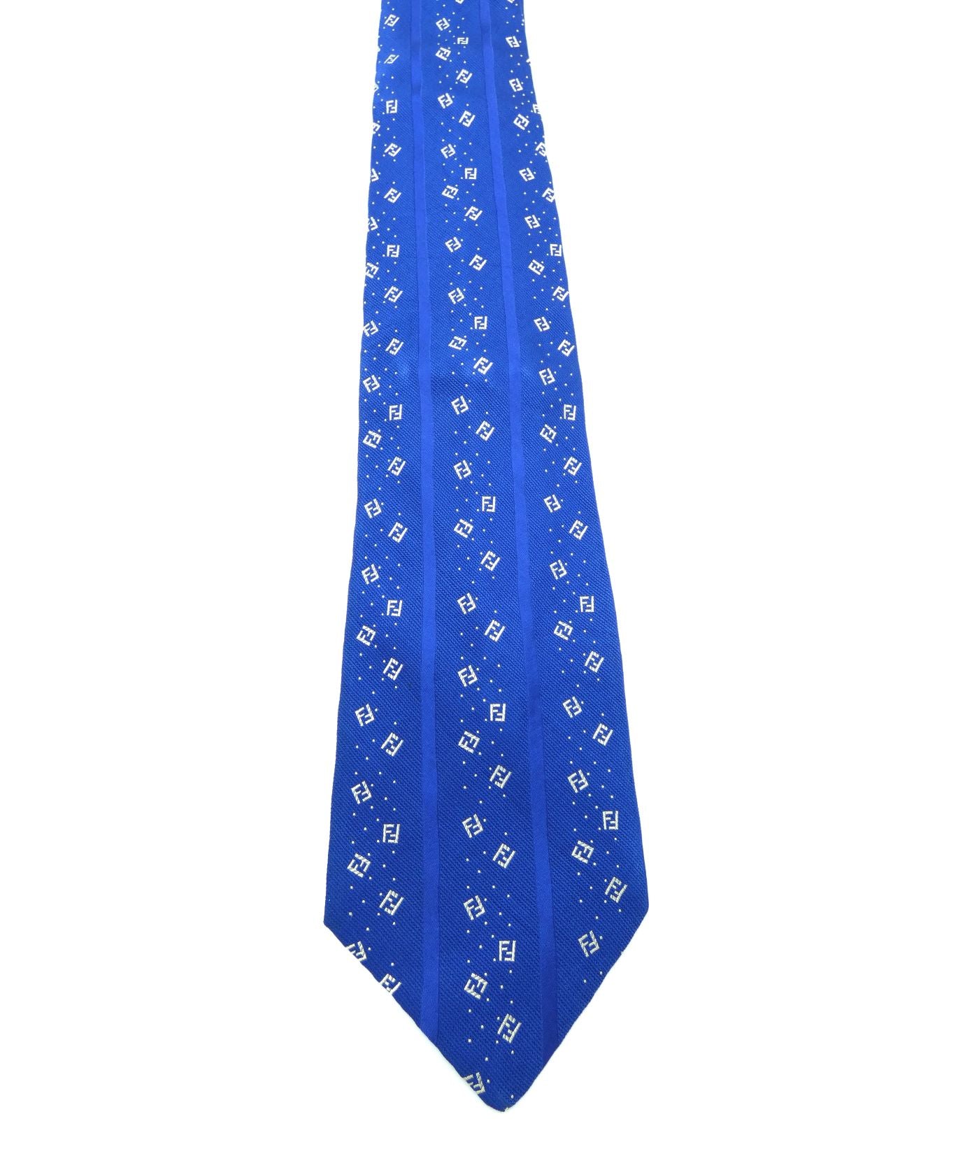 Fendi Vintage Blue Stripe Silk Tie Ties Fendi