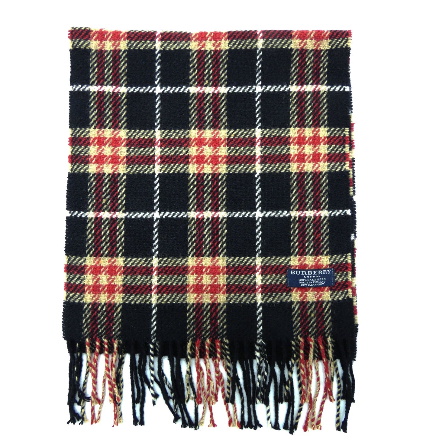 Burberry Cashmere House Check Black and Red Scarf