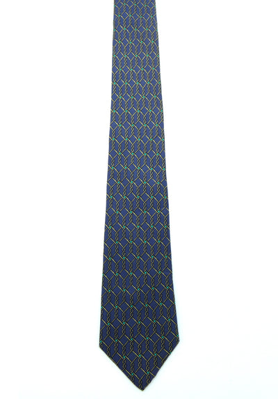 Hermès Blue and White Twisted Wire Graphic Silk Tie