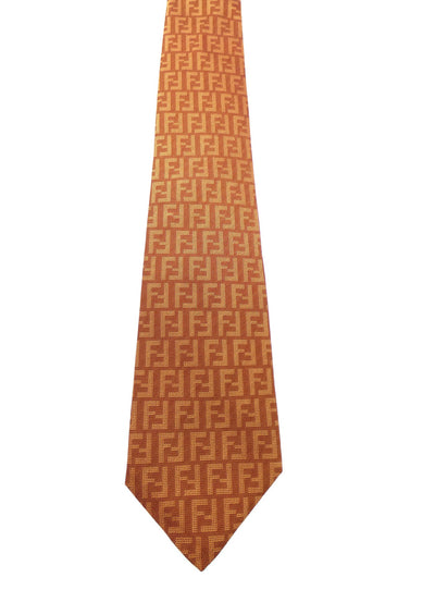 Fendi Graphic Orange FF Monogram Graphic Silk Tie