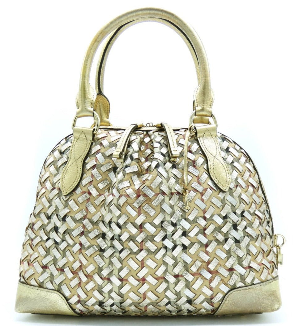 Burberry Prorsum Large Thornley Woven Champagne and Gold Leather Bag Bag Burberry