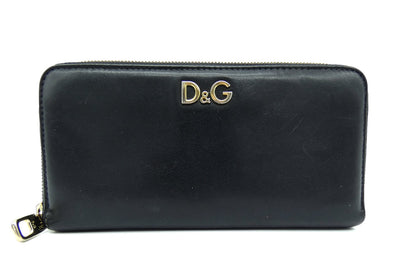 Dolce & Gabbana D&G Black Leather Zippy Wallet