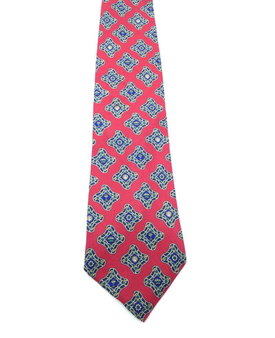 Burberrys Vintage Red and Navy Graphic Print Silk Tie