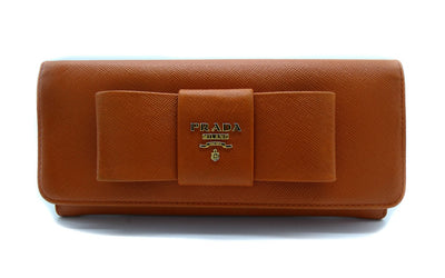 Prada Vintage Orange Saffiano Fiocco Bow Long Wallet