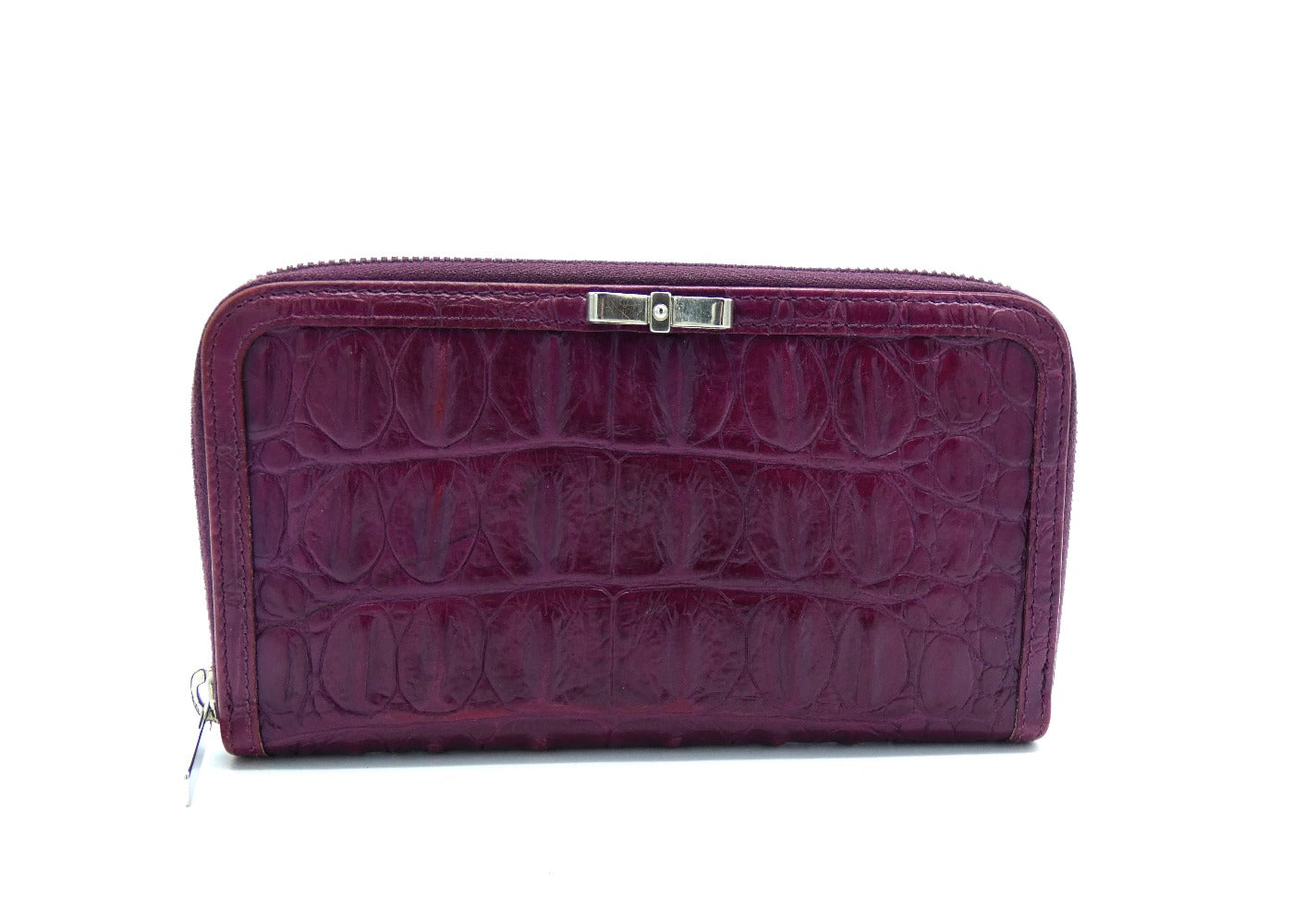 Miu Miu Purple Caiman Crocodile Continental Bow Wallet