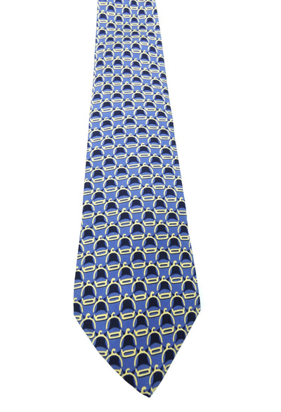 Gucci Vintage Dark and Light Blue Stirrup Silk Tie