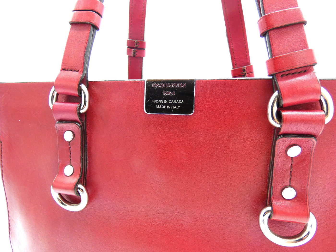 DSquared2 Red Leather Large Tote Bag DSquared2
