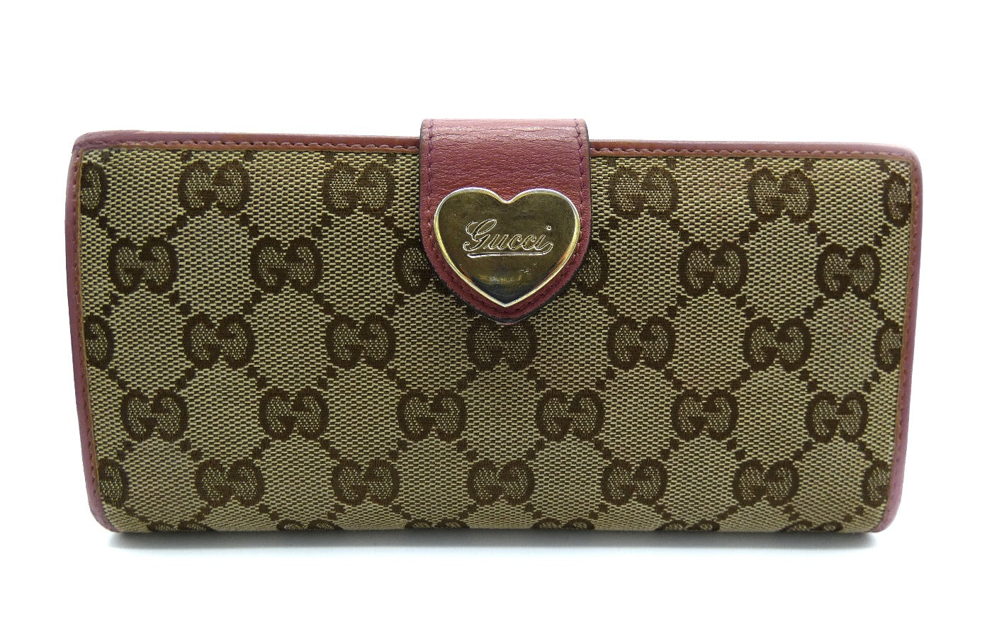 Gucci GG Heart Clasp Dusty Rose Long Wallet