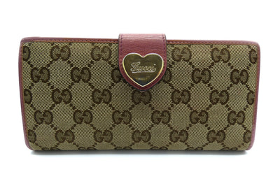 Gucci GG Heart Clasp Dusty Rose Long Wallet