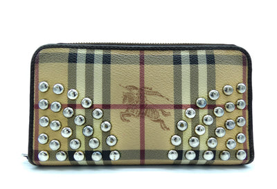 Burberry Prorsum Haymarket PVC Studded Zippy Wallet