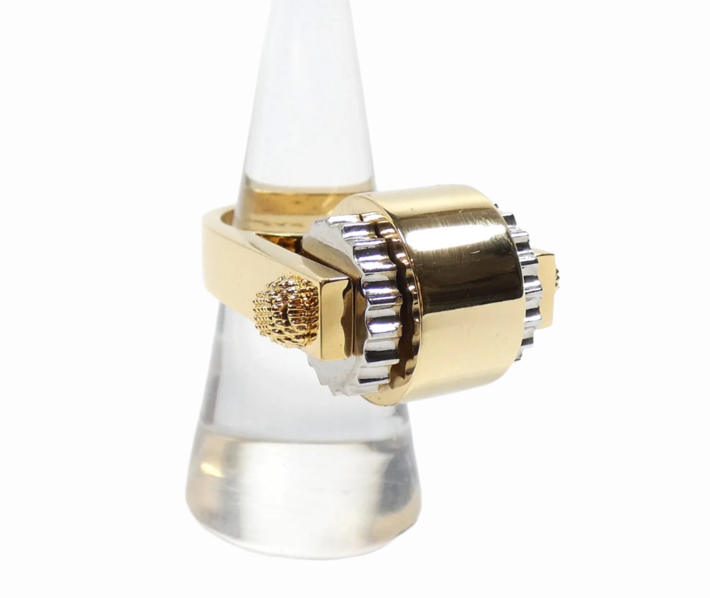 Balenciaga Silver and Gold Gear Ring