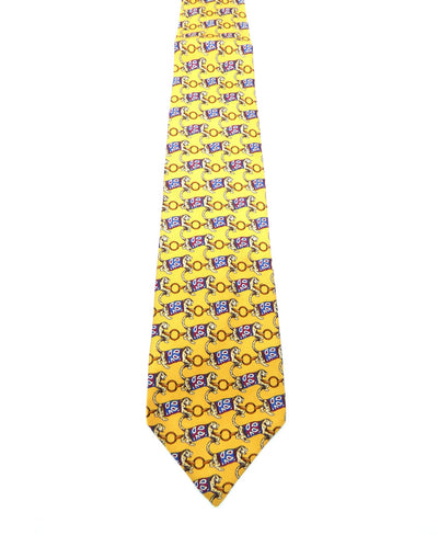 Fendi Vintage Graphic Leopard Circus Print Silk Tie