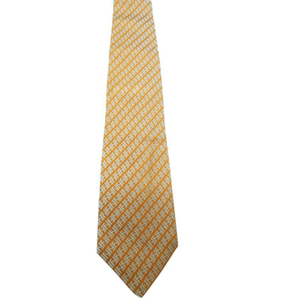 Fendi Graphic Orange and Silver FF Monogram Silk Tie