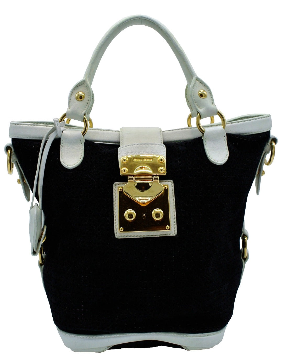 Miu Miu Black Laser Cut Suede 2Way Bag