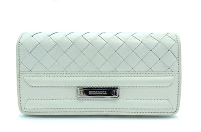 Burberry White Platted Leather Continental Wallet