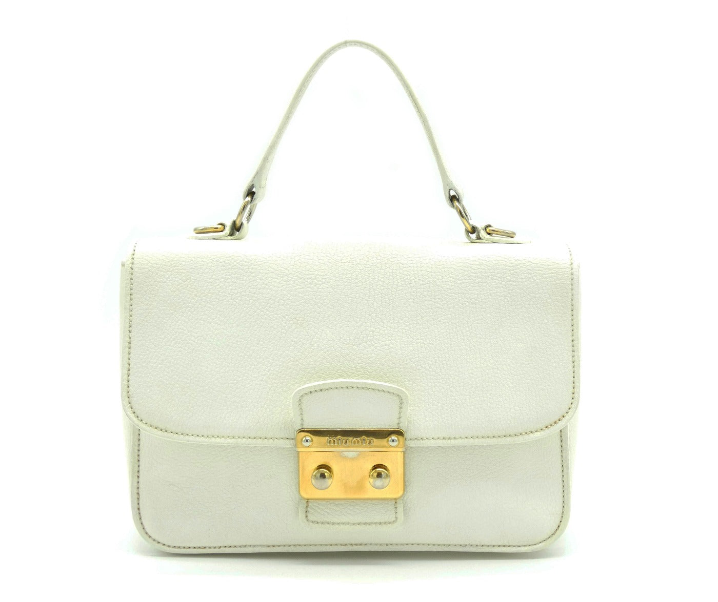 Miu Miu White Leather Madras 2way Bag