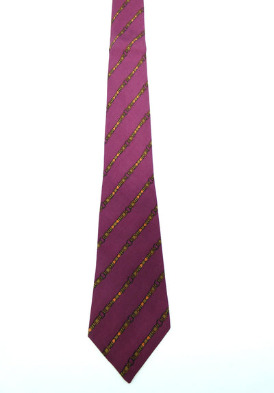 Hermès Maroon with Sage and Gold Belts Graphic Silk Tie