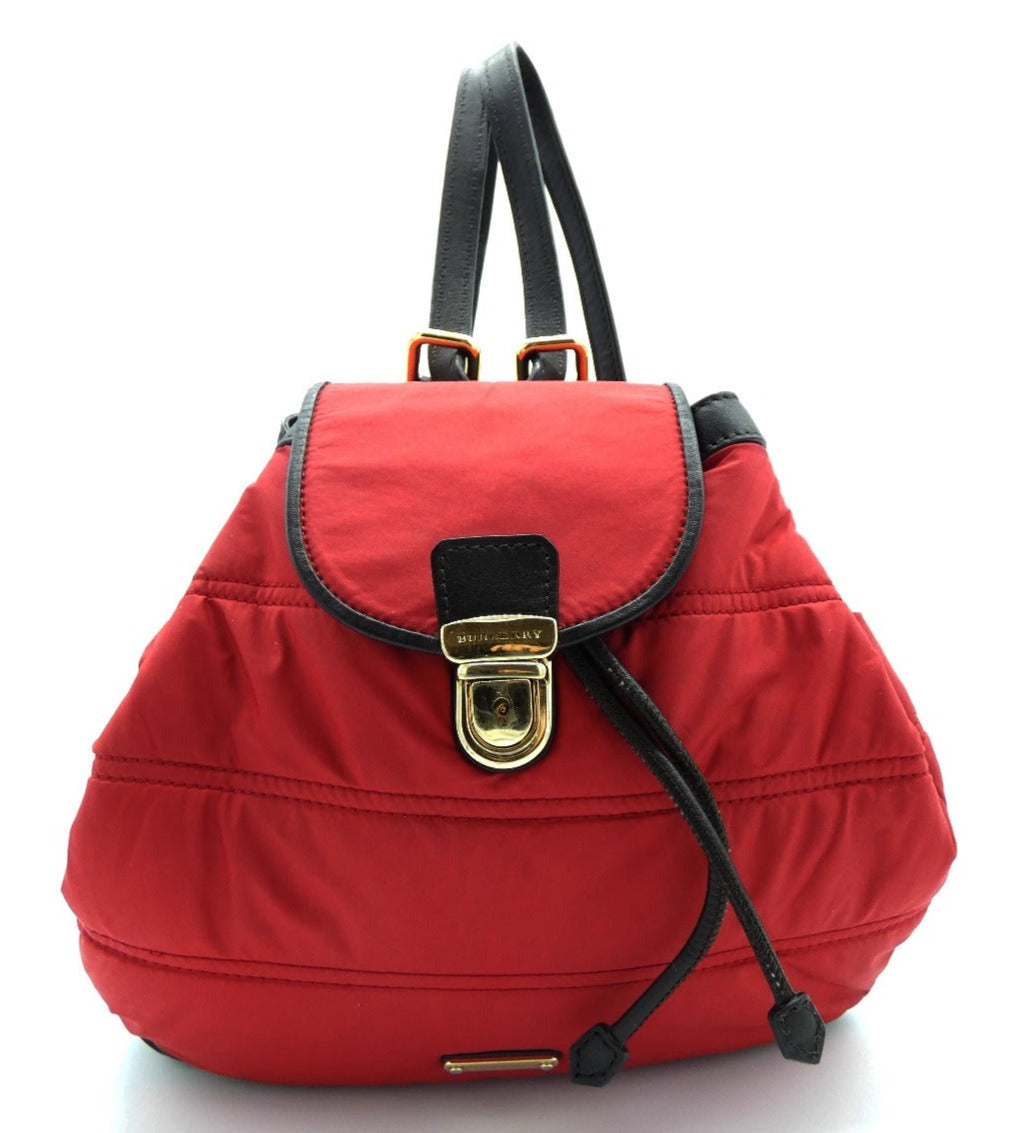 Burberry Quilted Convertible Red Nylon Backpack