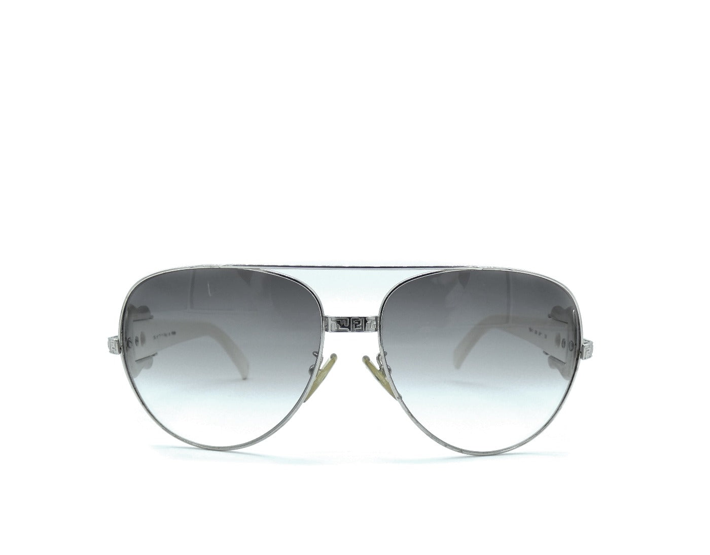 Fendi White and Silver B Buckle Aviators Sunglasses FS411